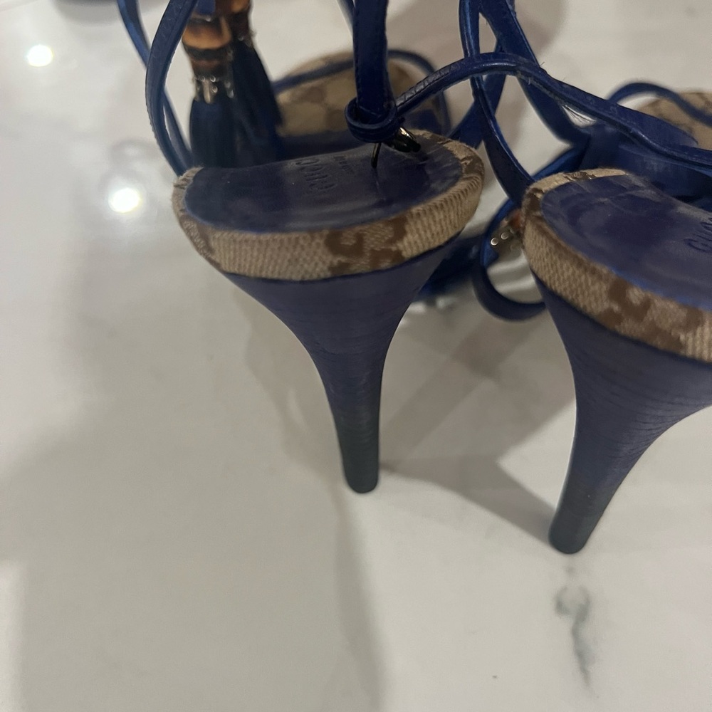 Gucci Blue Leather Strappy Heels - Picture 9 of 11